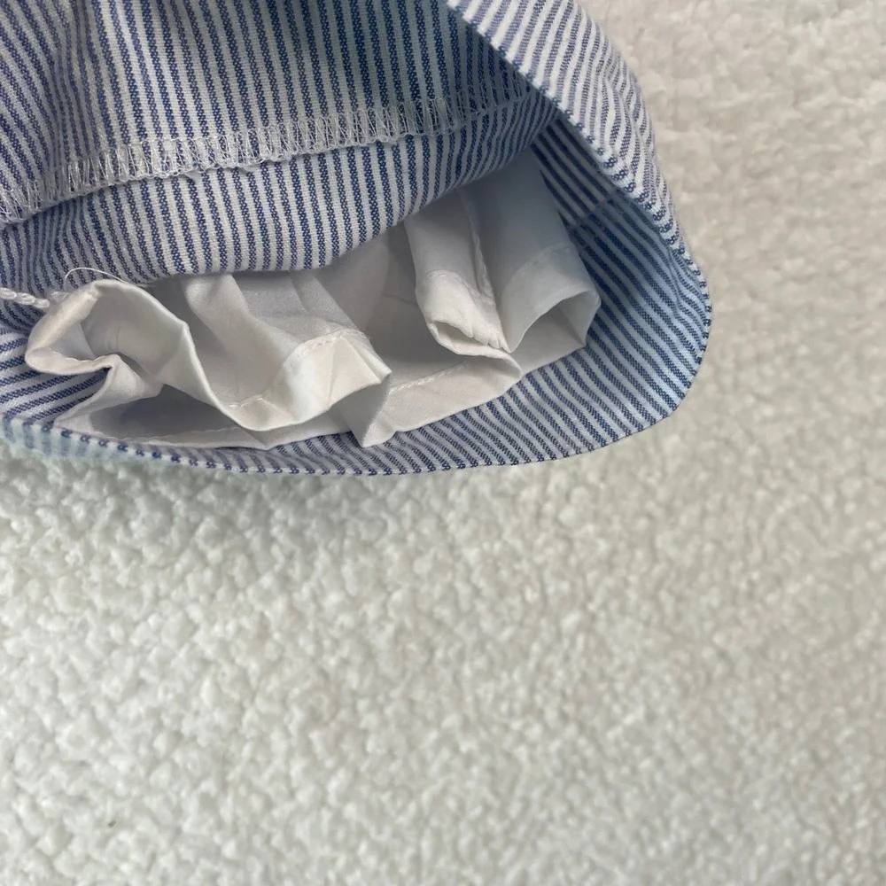 Banana Republic Avery Pinstripe Linen Blend Pants Blue White Womens 6P Petite